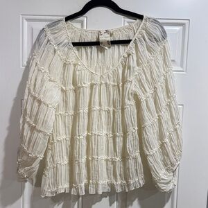 Blu Pepper Cream Textured Blouse